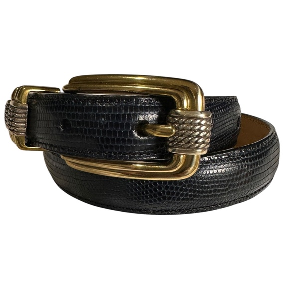 Genuine Brighton Lizard Pattern Blue Leather Belt Size XS/26 Women\'s main image 4